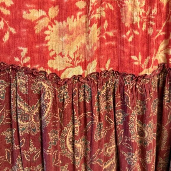 Denim & Supply Ralph Lauren Red Boho Tiered Maxi  Dress Small - Picture 6 of 14